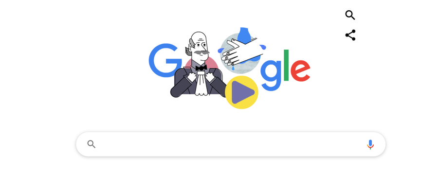 Il doodle di Google è dedicato al pioniere del lavaggio delle mani